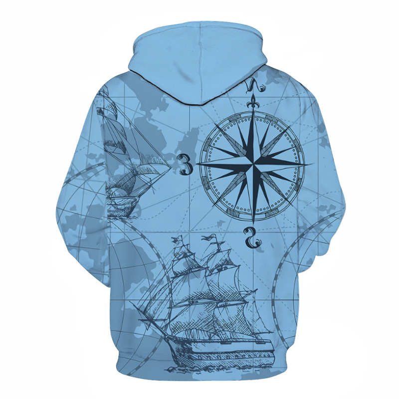 Men's Printing Casual Long Sleeve Loose Hooded display picture 2