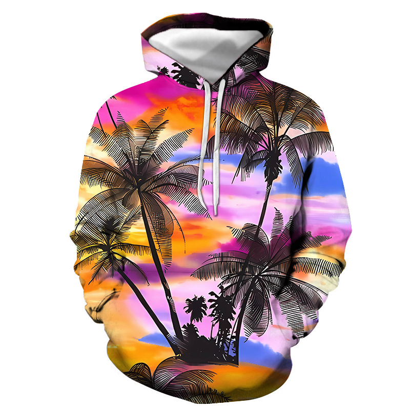 Men's Printing Casual Long Sleeve Loose Hooded display picture 4