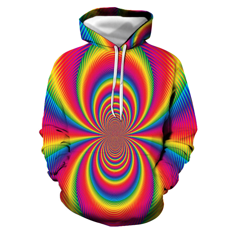 Men's Printing Colorful Casual Long Sleeve Loose Hooded display picture 3
