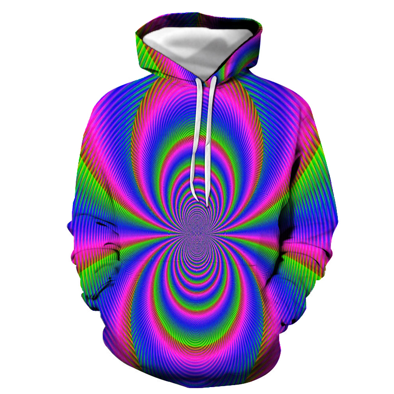 Men's Printing Colorful Casual Long Sleeve Loose Hooded display picture 6