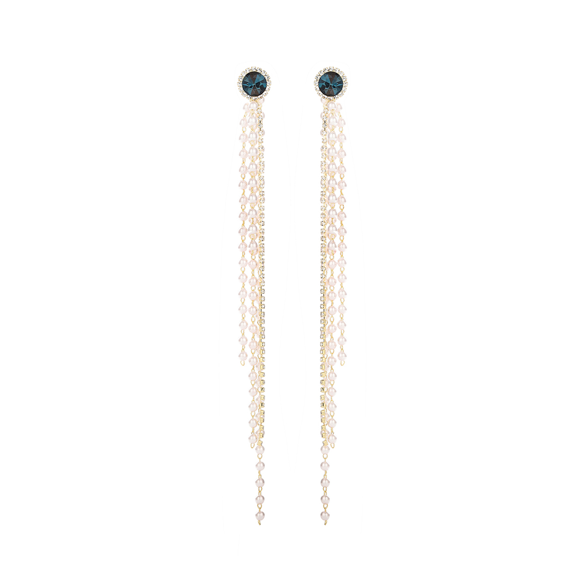 1 Pair Simple Style Round Tassel Pearl Inlay Copper Zircon Drop Earrings display picture 1