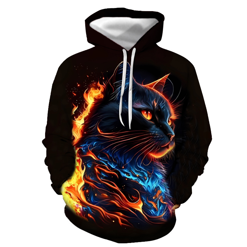 Men's Printing Colorful Casual Long Sleeve Loose Hooded display picture 7