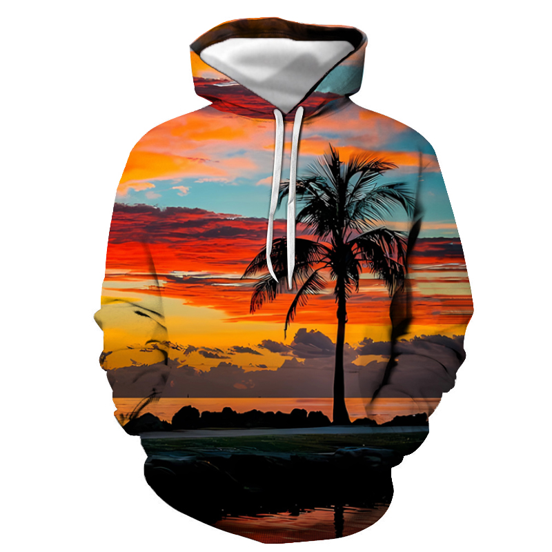 Men's Printing Casual Long Sleeve Loose Hooded display picture 1