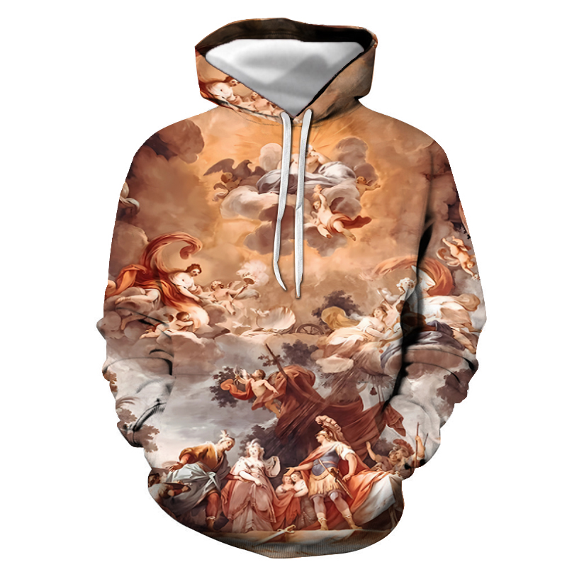 Men's Printing Casual Long Sleeve Loose Hooded display picture 5