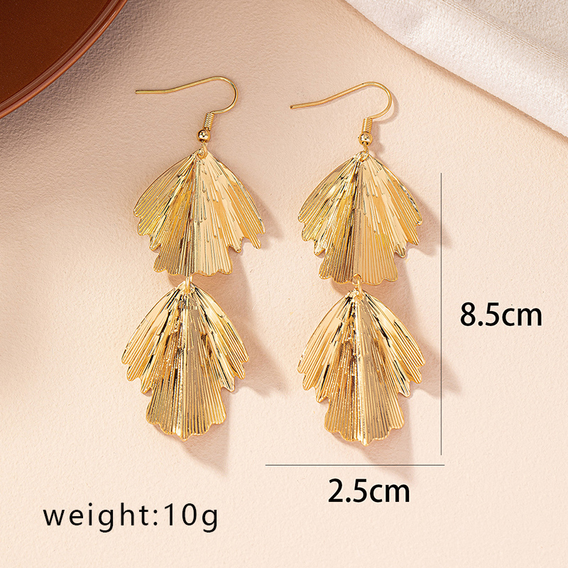 1 Pair Ig Style Elegant Simple Style Leaves Plating Alloy Drop Earrings display picture 6