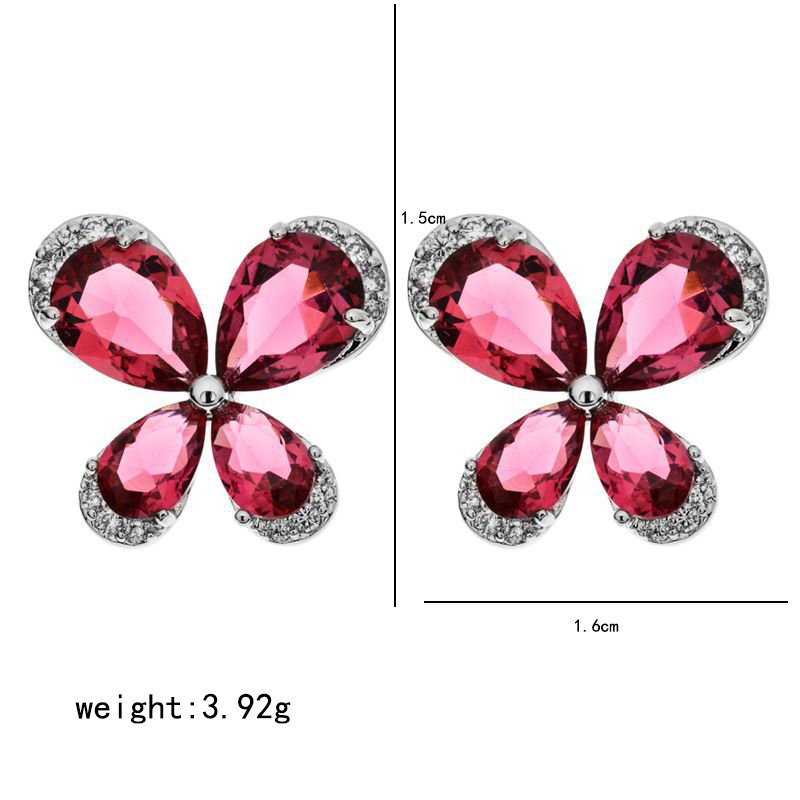 1 Pair Simple Style Butterfly Plating Inlay Copper Zircon White Gold Plated Ear Studs display picture 5