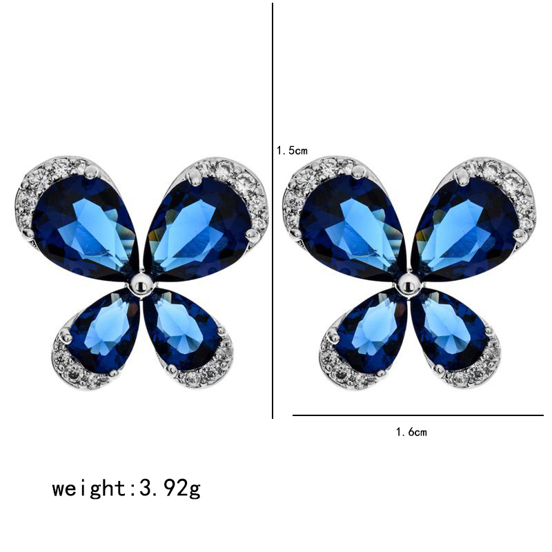 1 Pair Simple Style Butterfly Plating Inlay Copper Zircon White Gold Plated Ear Studs display picture 3