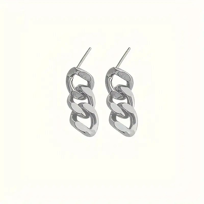 1 Pair Retro Punk Chain Stainless Steel Drop Earrings display picture 2