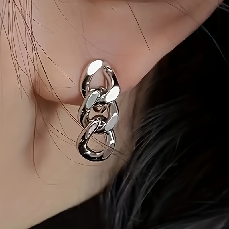 1 Paire Rétro Punk La Chaine Acier Inoxydable Boucles D'oreilles display picture 3