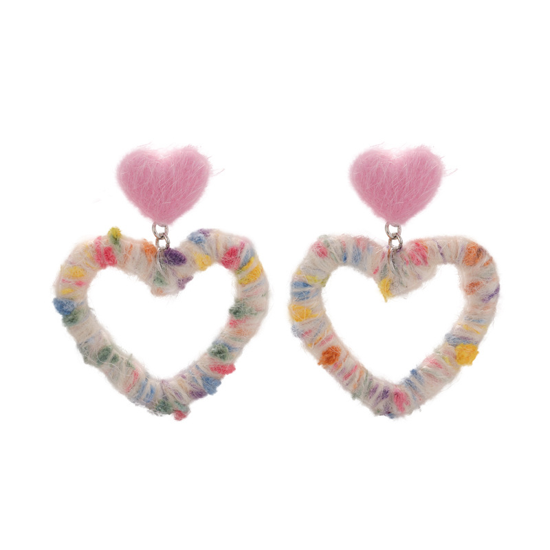 1 Pair Casual Cute Vacation Heart Shape Yarn Drop Earrings display picture 13