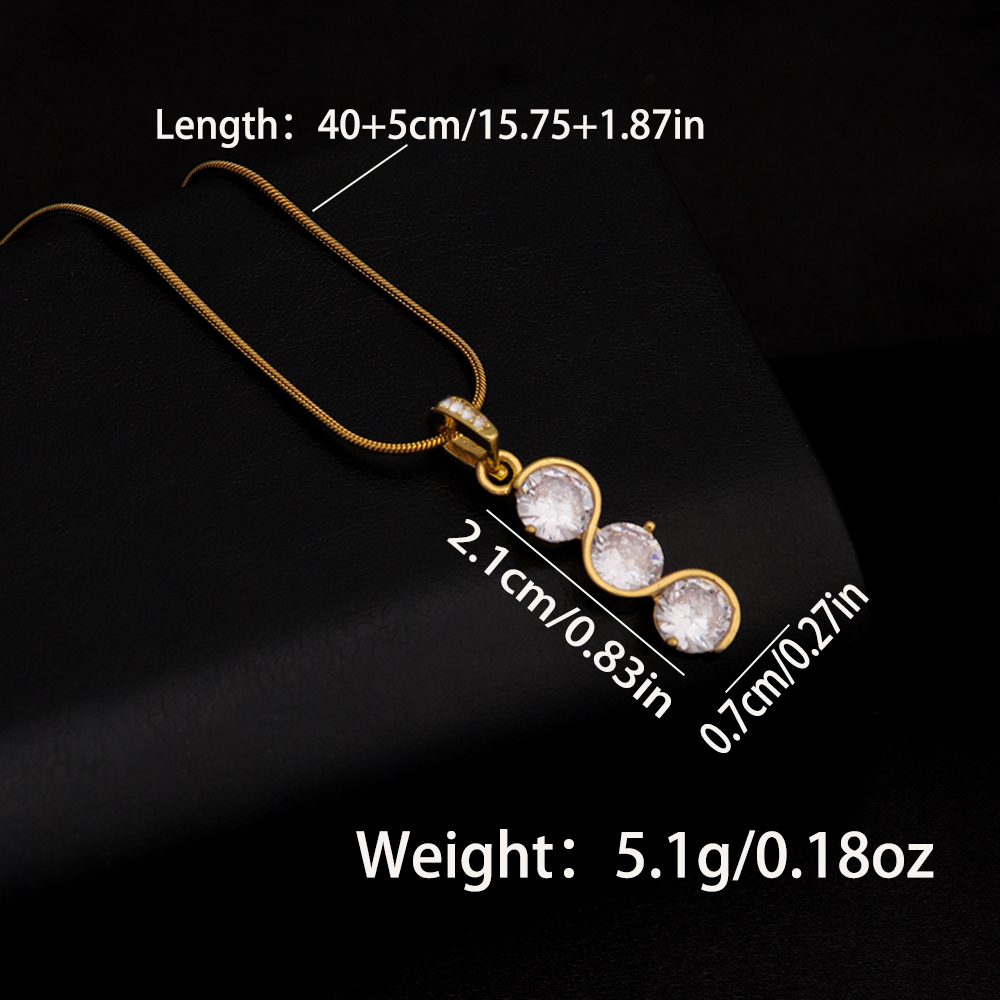 Ig Style Classic Style Solid Color Stainless Steel Copper Plating Inlay Zircon 18k Gold Plated Silver Plated Pendant Necklace display picture 3