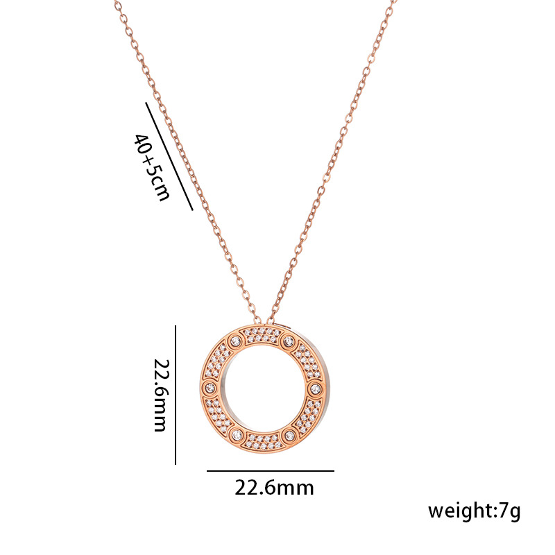 Classic Style Round Titanium Steel Pendant Necklace display picture 4