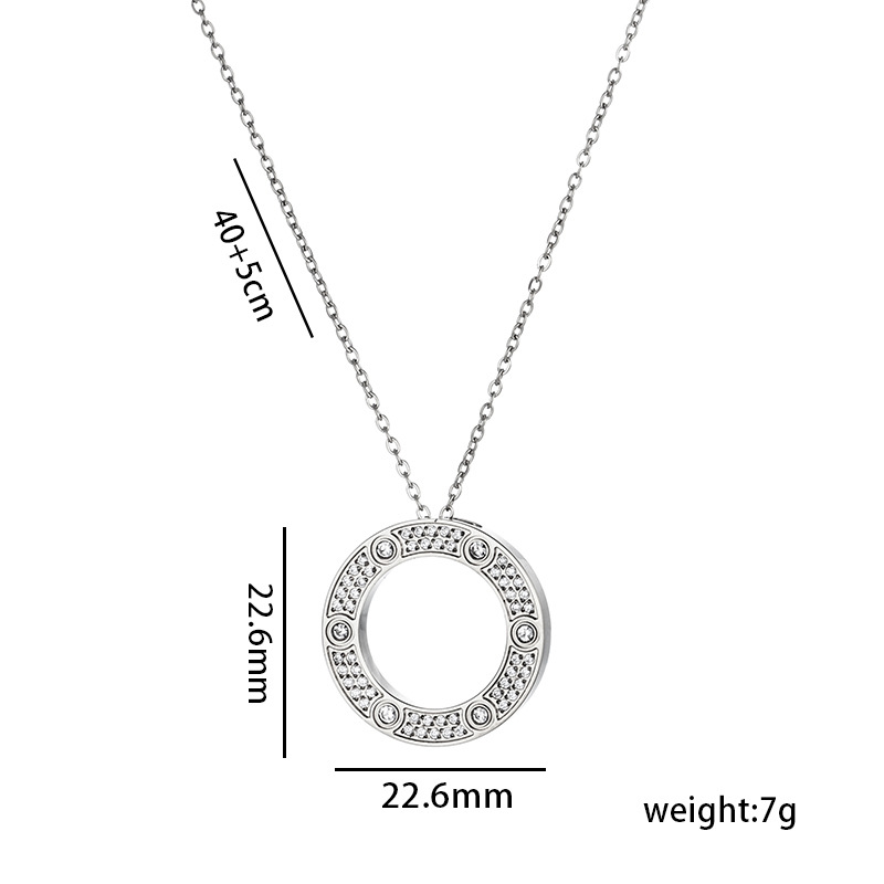 Classic Style Round Titanium Steel Pendant Necklace display picture 5