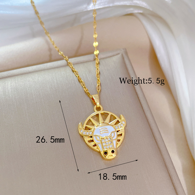 Stainless Steel Titanium Steel 18K Gold Plated Vacation Modern Style Plating Inlay Cattle Zircon Pendant Necklace display picture 6