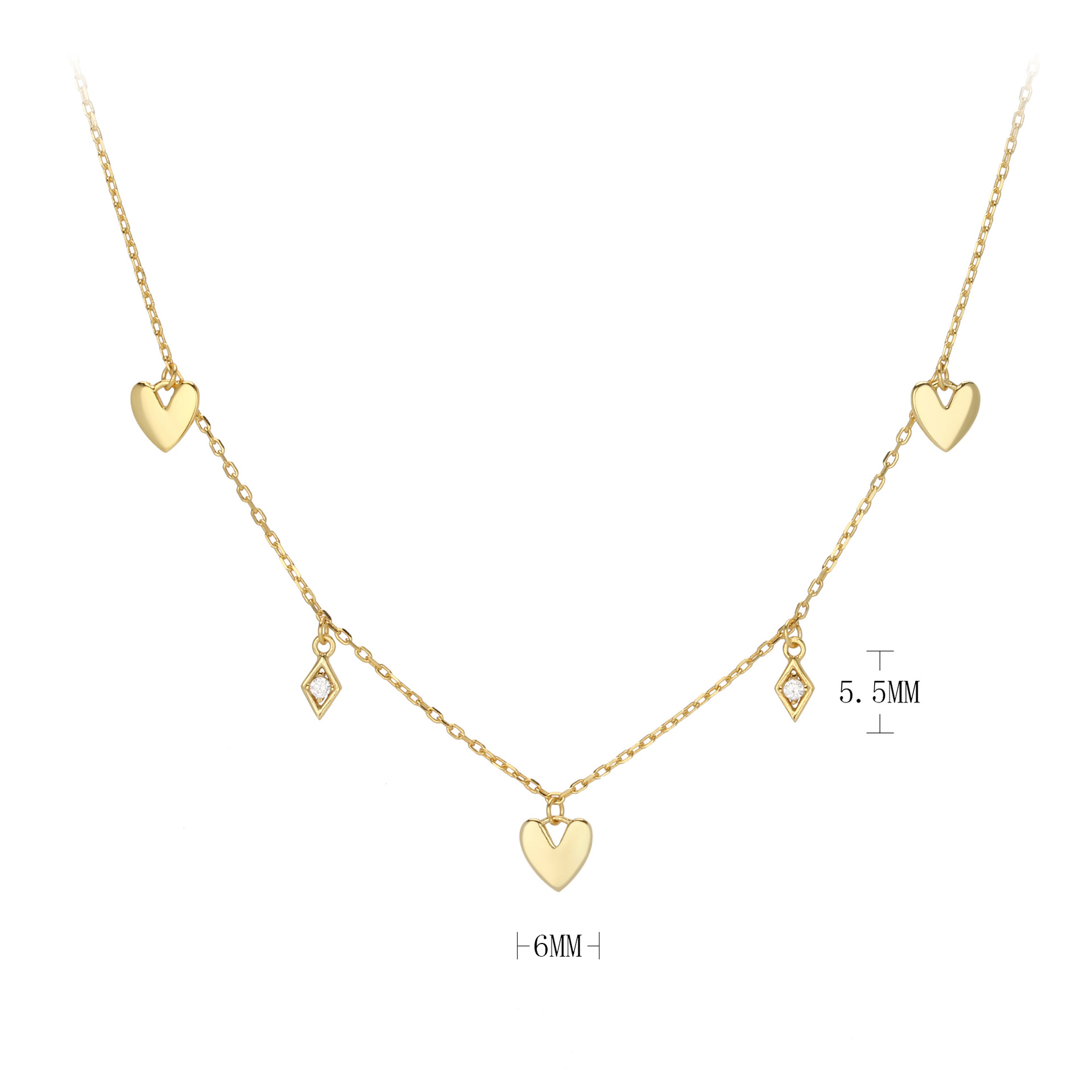 Elegant Süss Herzform Sterling Silber Polieren Überzug Vergoldet Halskette display picture 3
