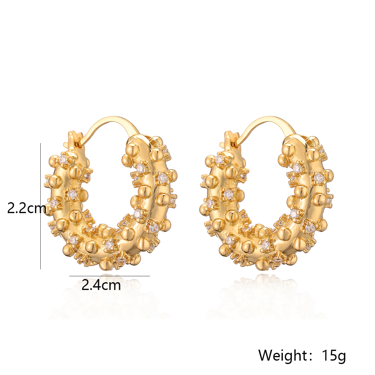 1 Pair Simple Style Commute Round Plating Inlay Copper Zircon 18k Gold Plated Earrings display picture 1