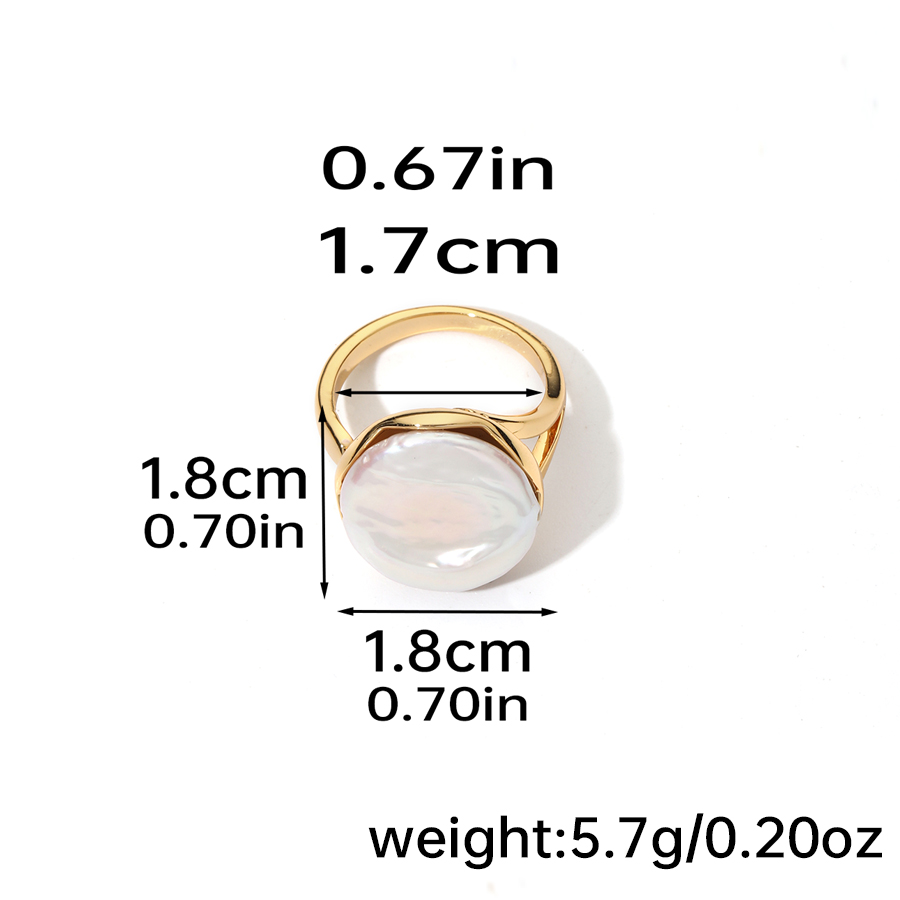 Elegant Original Design Korean Style Round Copper Inlay Freshwater Pearl 18k Gold Plated Open Rings display picture 3