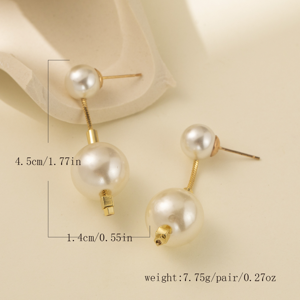 1 Pair Vintage Style Sweet Solid Color Plating Imitation Pearl Drop Earrings display picture 4