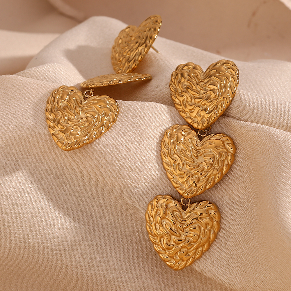 1 Par Estilo Vintage Estilo Simple Estilo Clásico Forma De Corazón Enchapado Acero Inoxidable Chapado En Oro De 18 Quilates. Pendientes De Gota display picture 7