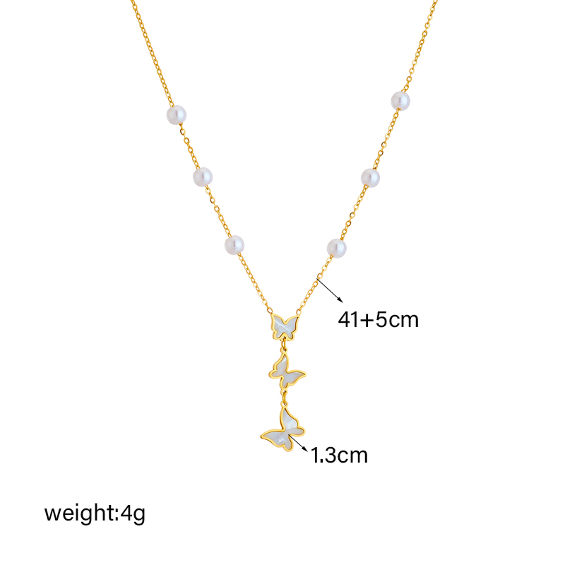 Korean Style Butterfly Titanium Steel Plating 18k Gold Plated Necklace display picture 2