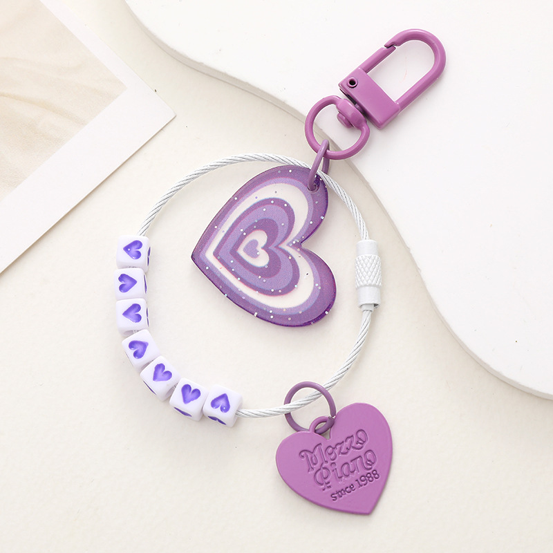 Sweet Heart Shape Arylic Stoving Varnish Keychain display picture 3
