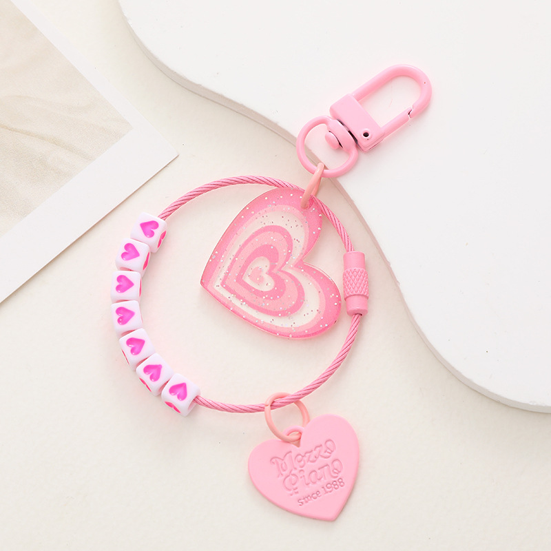 Sweet Heart Shape Arylic Stoving Varnish Keychain display picture 6