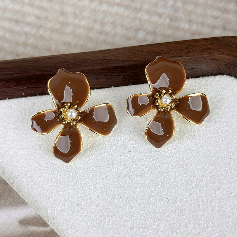 1 Pair Lady Flower Plating Alloy Gold Plated Ear Studs display picture 5