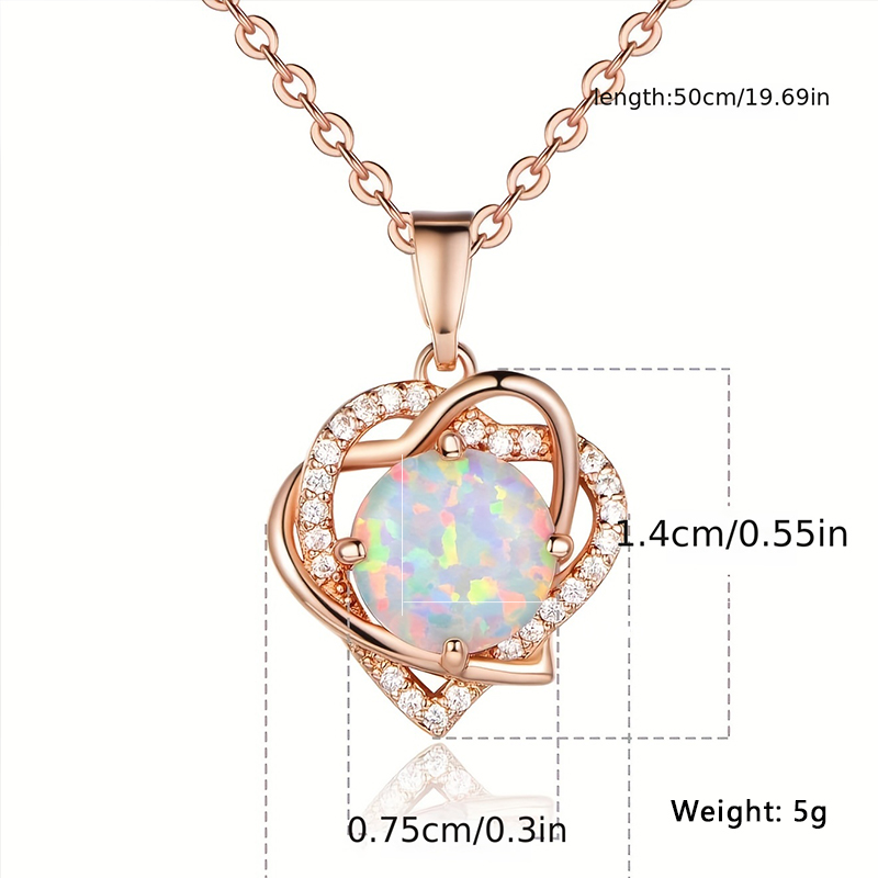 Elegant Heart Shape Copper Inlay Zircon Rose Gold Plated Pendant Necklace display picture 2