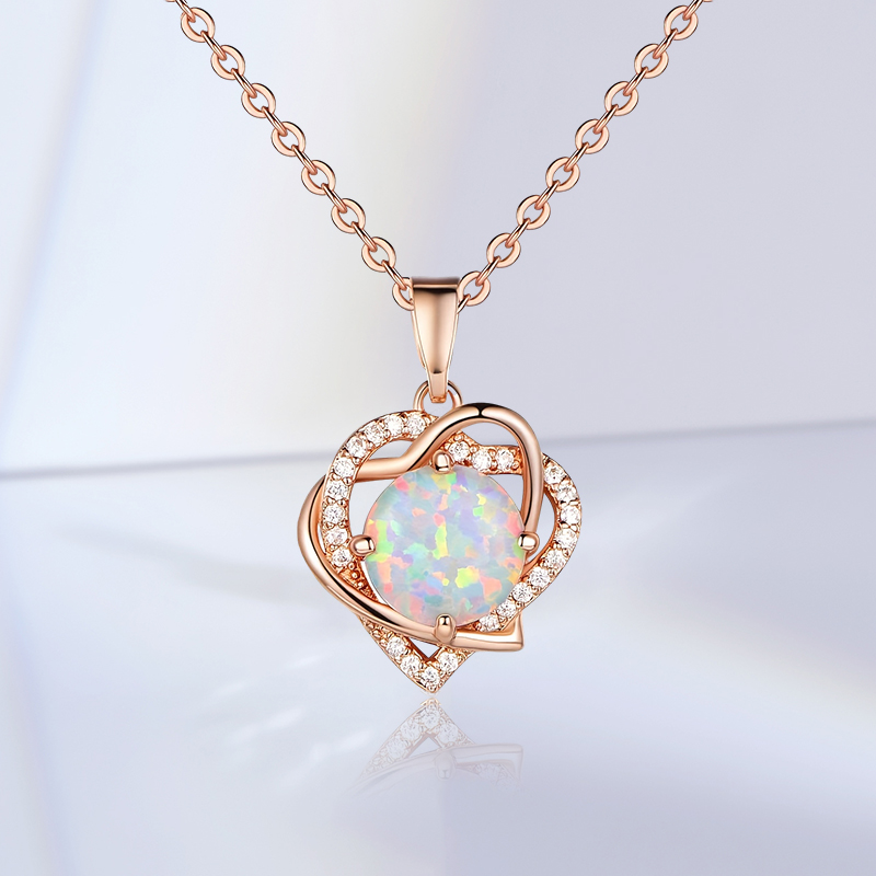 Elegant Heart Shape Copper Inlay Zircon Rose Gold Plated Pendant Necklace display picture 4