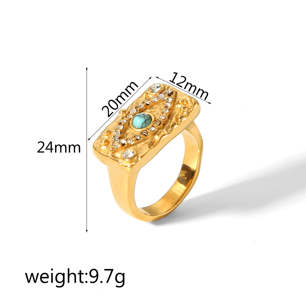 304 Stainless Steel 18K Gold Plated Simple Style Polishing Plating Inlay Star Moon Eye Natural Stone Zircon Rings display picture 6