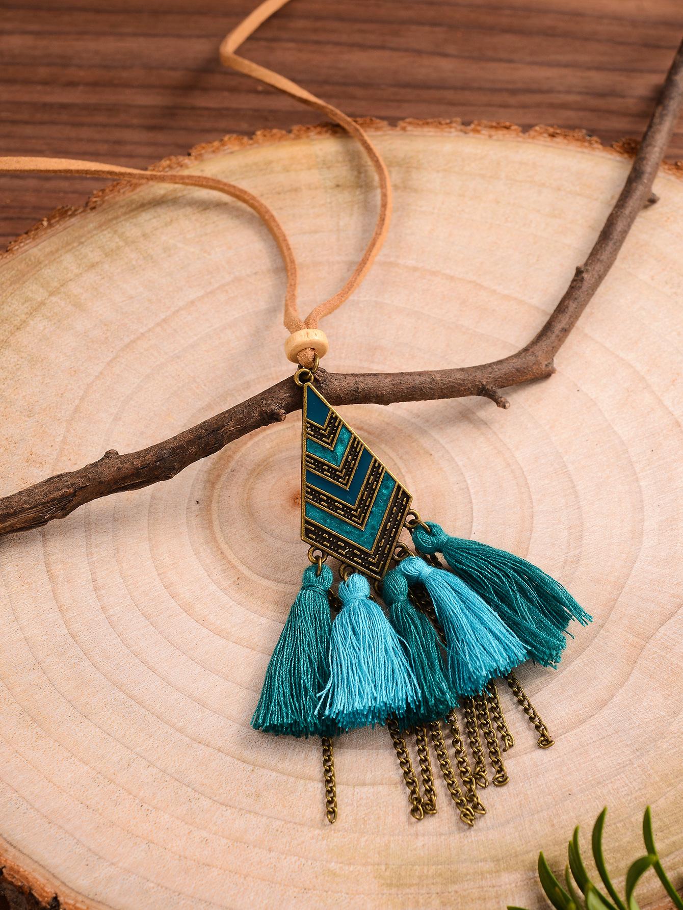 Retro Bohemian Feather Flower Pu Leather Alloy Women's Necklace display picture 2