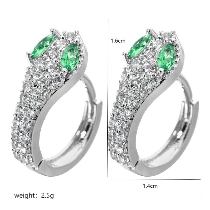1 Pair Ig Style Snake Plating Copper Zircon White Gold Plated Huggie Earrings display picture 4