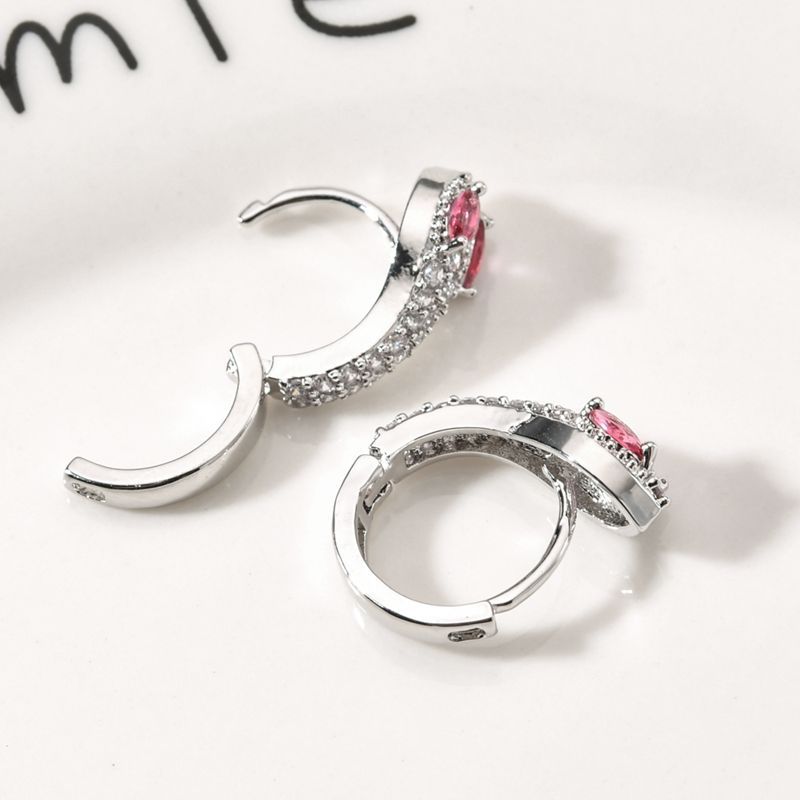 1 Pair Ig Style Snake Plating Copper Zircon White Gold Plated Huggie Earrings display picture 1
