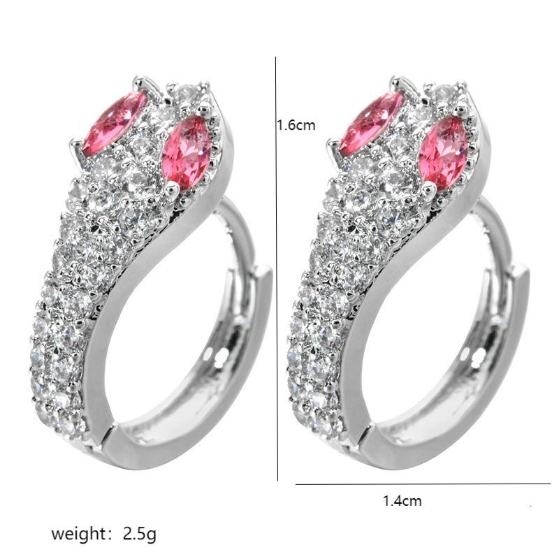 1 Pair Ig Style Snake Plating Copper Zircon White Gold Plated Huggie Earrings display picture 5