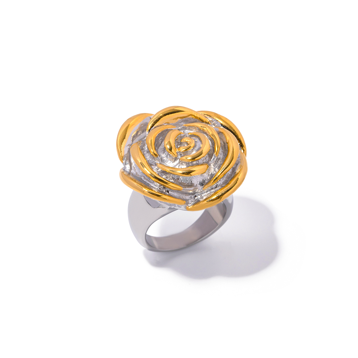 304 Stainless Steel IG Style Plating Flower Rings display picture 3