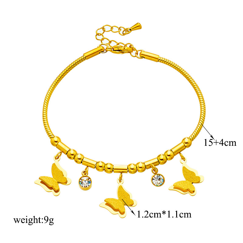 Korean Style Butterfly 304 Stainless Steel 18K Gold Plated No Inlaid Bracelets In Bulk display picture 1