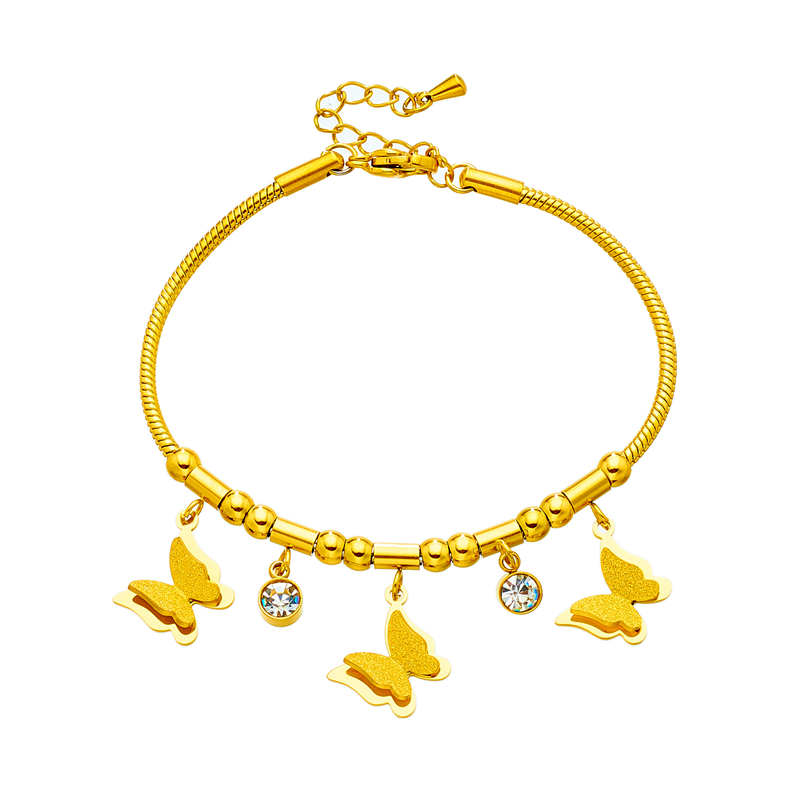 Korean Style Butterfly 304 Stainless Steel 18K Gold Plated No Inlaid Bracelets In Bulk display picture 2