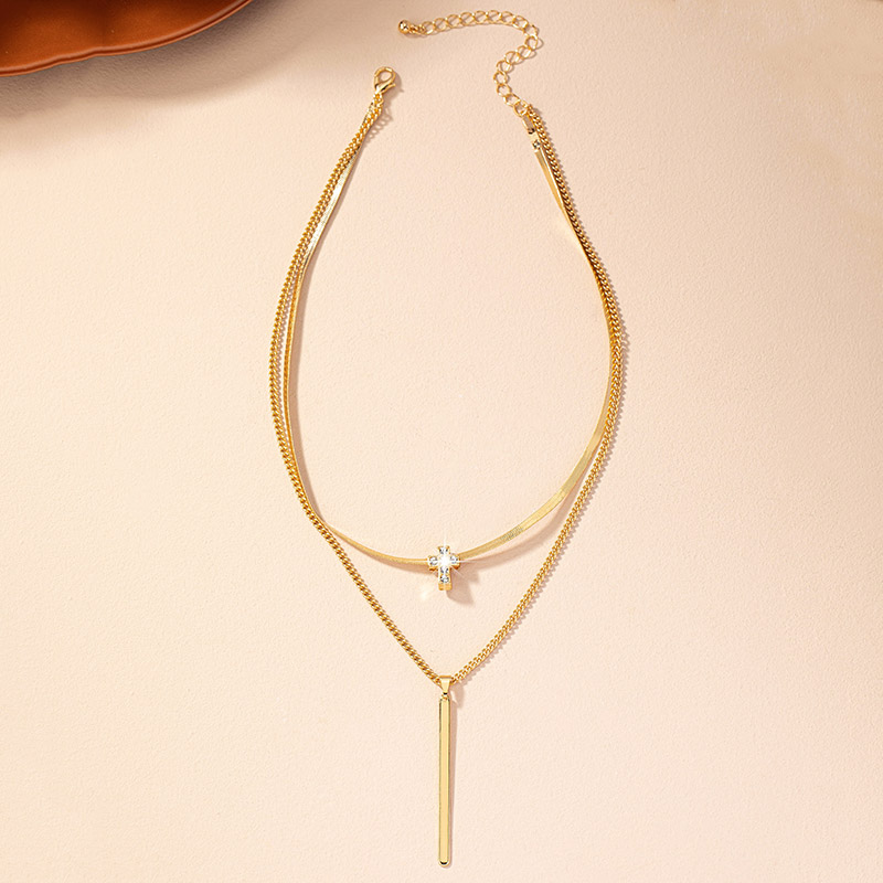 Ig Style Retro Streetwear Cross Lines Alloy Plating Inlay Rhinestones Women's Pendant Necklace display picture 1