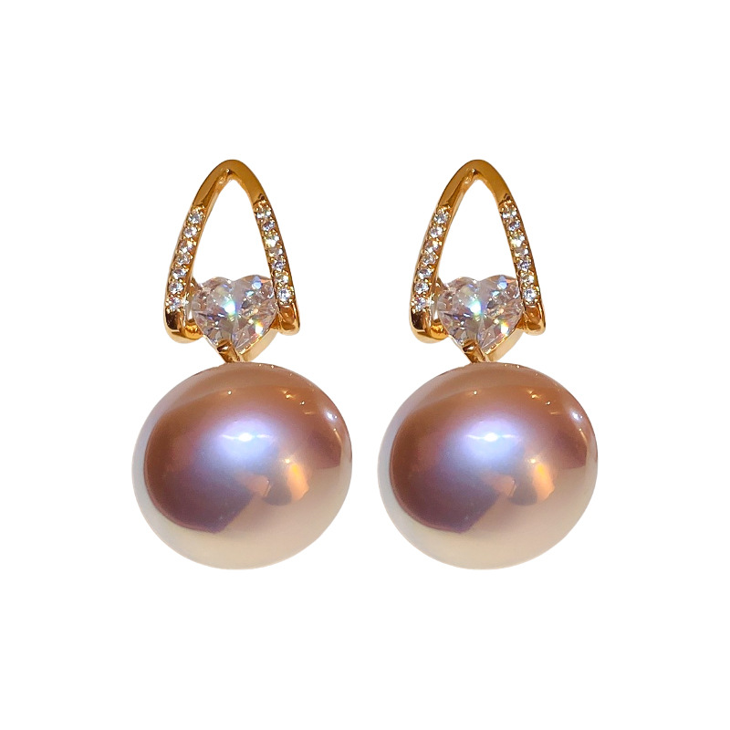 1 Pair Elegant Simple Style Round Plating Inlay Artificial Pearl Steel Diamond 18k Gold Plated Drop Earrings display picture 8