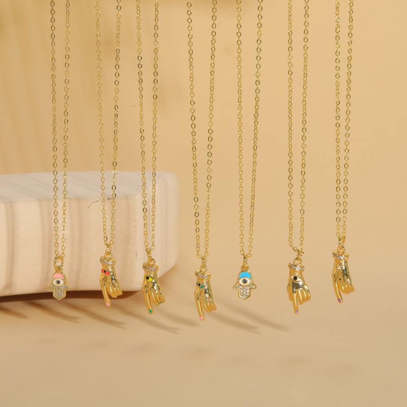 Style Vintage Style Simple Paume Le Cuivre Placage Incruster Zircon Plaqué Or 14k Pendentif display picture 5