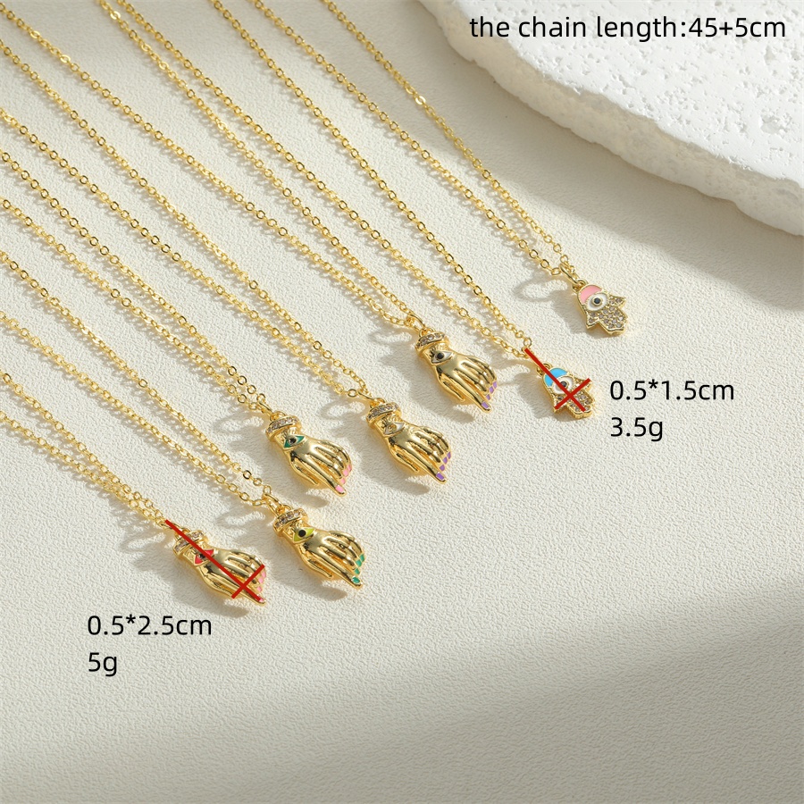 Style Vintage Style Simple Paume Le Cuivre Placage Incruster Zircon Plaqué Or 14k Pendentif display picture 10