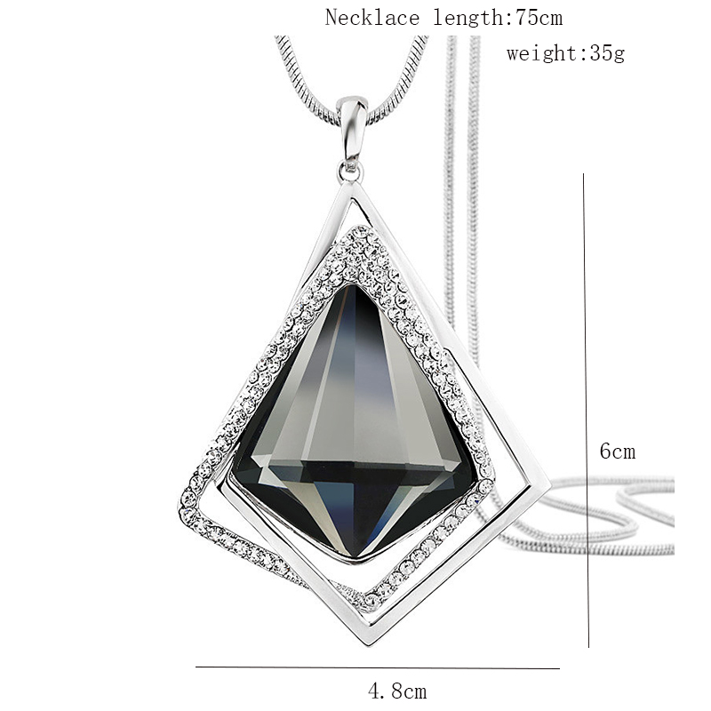 Simple Style Classic Style Rhombus Alloy Glass Copper Inlay Artificial Rhinestones Sweater Chain display picture 1