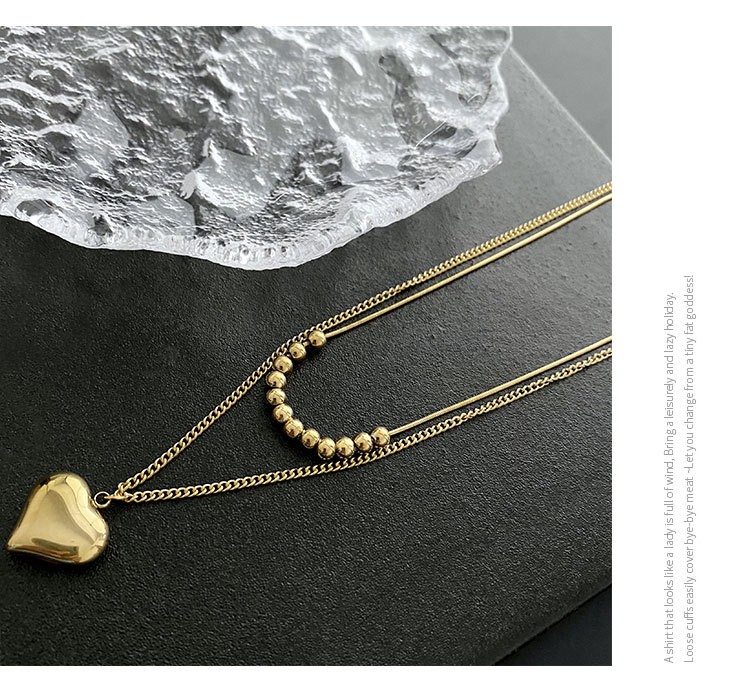 Simple Style Commute Heart Shape Stainless Steel Titanium Steel Plating 18k Gold Plated Layered Necklaces display picture 2