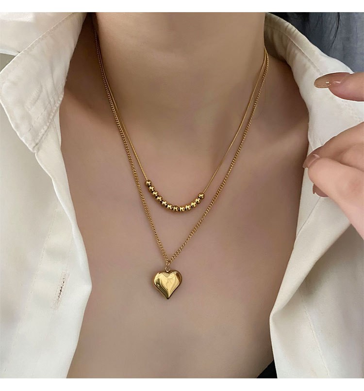 Simple Style Commute Heart Shape Stainless Steel Titanium Steel Plating 18k Gold Plated Layered Necklaces display picture 5