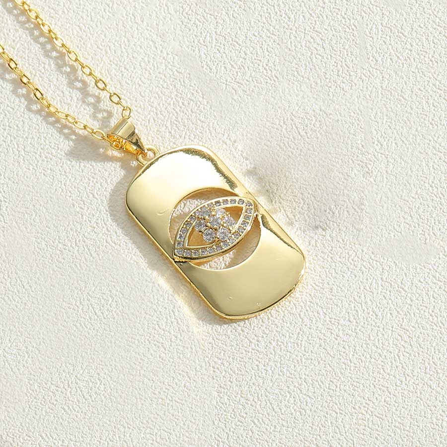 Vintage Style Simple Style Devil's Eye Copper Plating Inlay Zircon 14k Gold Plated Pendant Necklace display picture 4