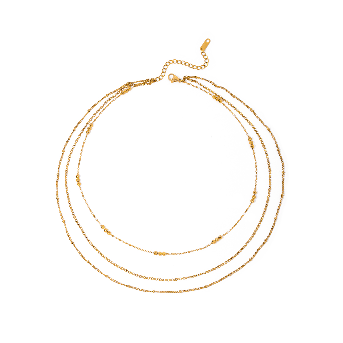 Einfacher Stil Einfarbig Rostfreier Stahl Überzug 18 Karat Vergoldet Dreilagige Halskette display picture 6