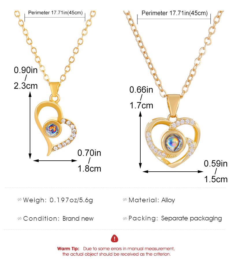 Simple Style Commute Heart Shape Alloy Copper Inlay Pendant Necklace display picture 1