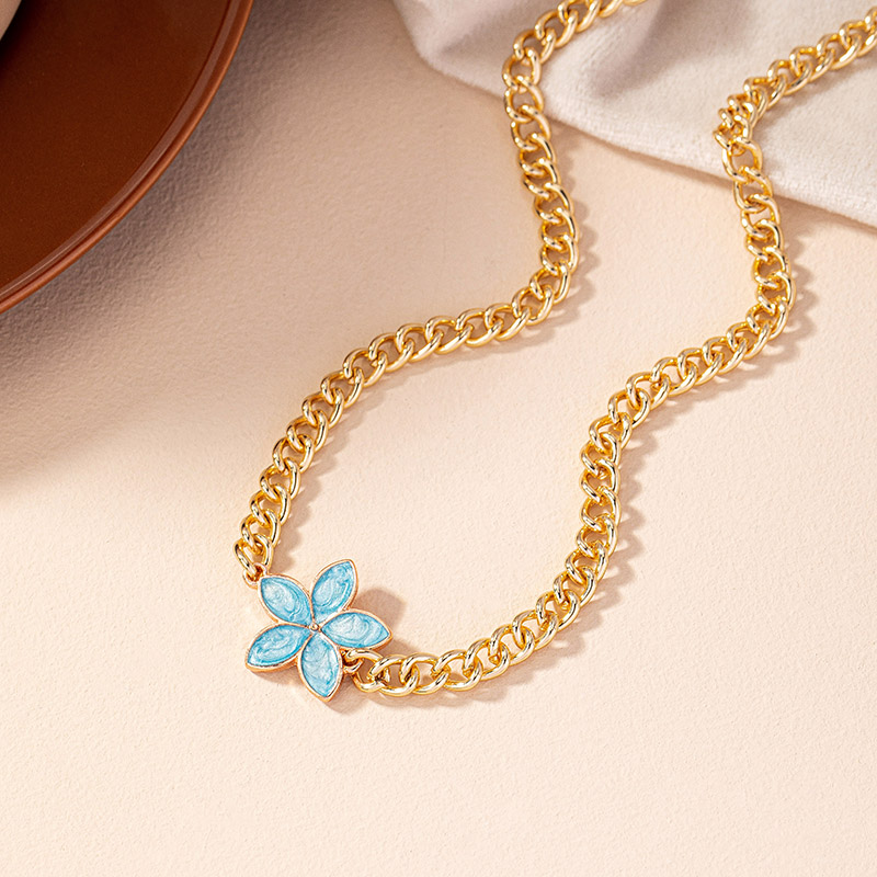 Simple Style Flower Alloy Enamel Plating Gold Plated Women's Pendant Necklace display picture 2