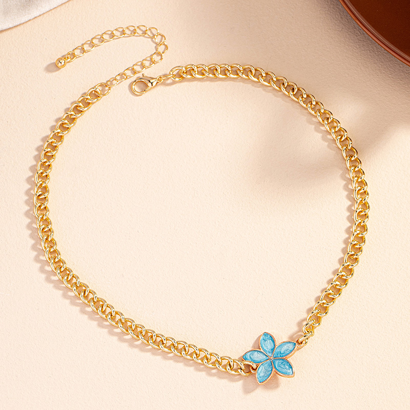 Simple Style Flower Alloy Enamel Plating Gold Plated Women's Pendant Necklace display picture 4