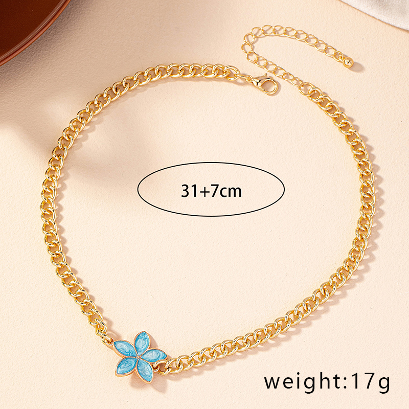 Simple Style Flower Alloy Enamel Plating Gold Plated Women's Pendant Necklace display picture 5